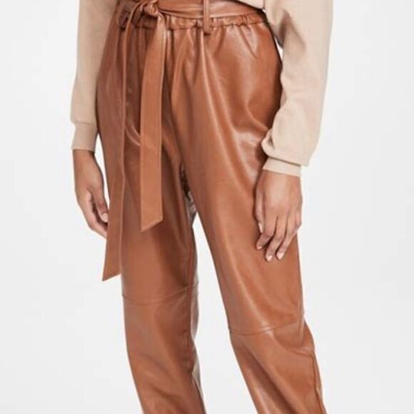 WAYF Faux Leather Paperbag Waist Pants M - Picture 7 of 9